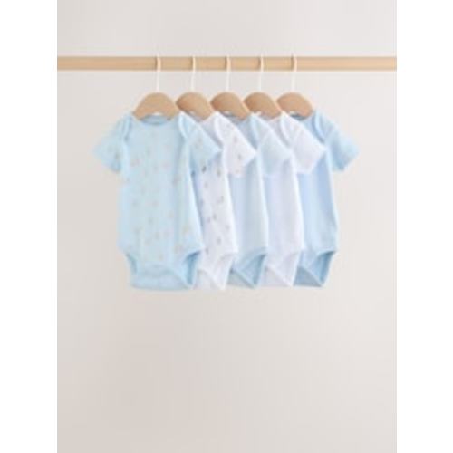 Buy Blue 5 Pack Short Sleeve Baby Bear Bodysuit from Next USA