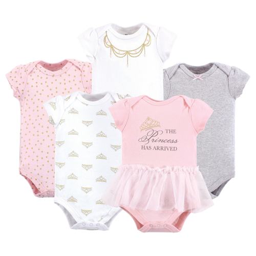 Little Treasure Baby Girl Cotton Bodysuits 5pk, Princess