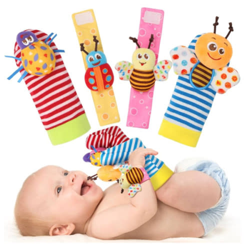 Bloobloomax Baby Rattles Toys for 0-12 Month, Infant Girl Boy Toys for Babies 3-6 Months, Newborn Hand & Foot Toys for 0 to 9 Months, Baby Shower Gifts Set with Wrist Rattle Socks
