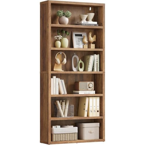 VASAGLE 6-Tier Bookshelf, Minimalist Bookcase with Adjustable Shelves