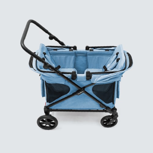 Familidoo Q2 Multi-Use Kids Wagon Stroller – Foldable, Lightweight & All-Terrain for Kids & Pets – 5-Point Safety Harness, Rain Cover & Compact Travel Design – Up to 132 lbs (Denim Blue) – Familidoo Products Corp