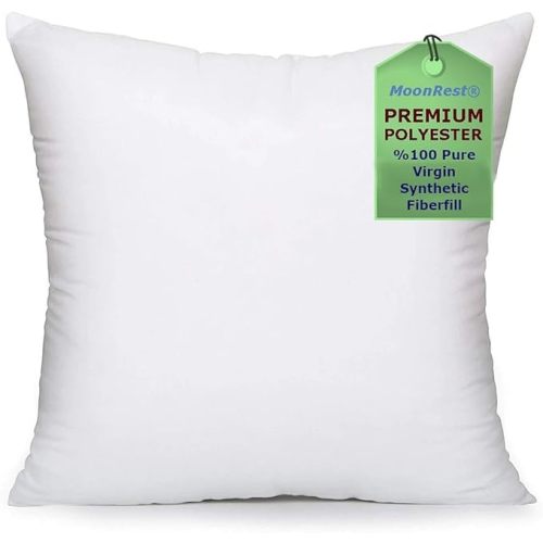MoonRest® Premium Square Polyester 100% Cotton Fabric Filled with 100% Pure Virgin Synthetic Fiberfill Decorative Throw Pillow Insert Stuffer Form for Sofa Couch Cushion Bedroom 17x17”