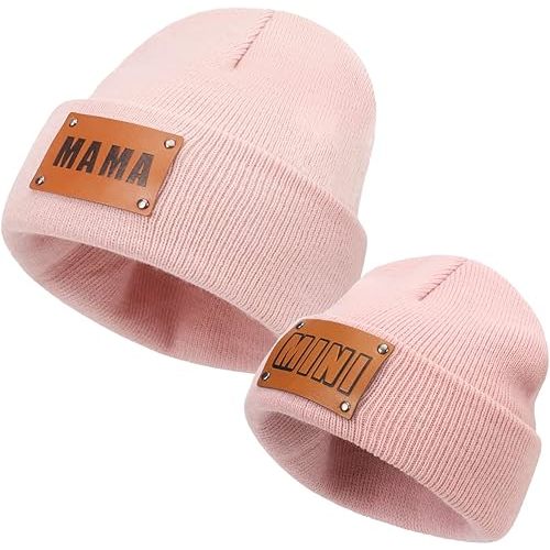 Parent-Child Beanie Hat,Mother & Baby Daughter/Son Winter Warm Knit Hat,Kids Soft Beanie Cap