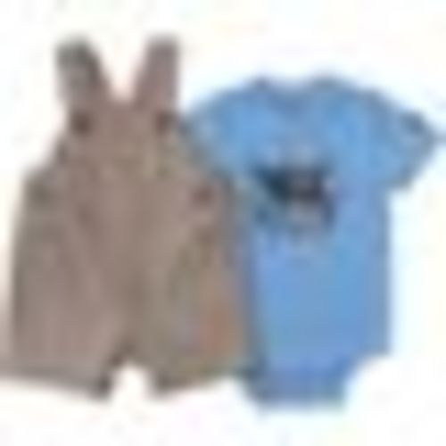 Carhartt Infant Boys Short-Sleeve Bodysuit and Brown Stripe Shortall Set, 18M,Carhartt Brown at Tractor Supply Co