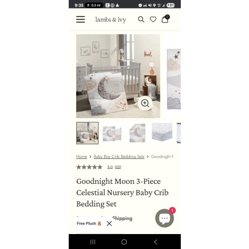 Goodnight Moon 3-Piece Celestial Nursery Baby Crib Bedding Set – Lambs & Ivy