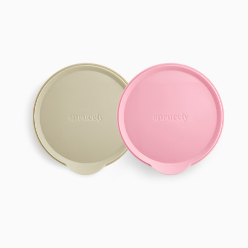 Sprucely Suction Bowl with Lid (2 Pack) - Pink/Sand