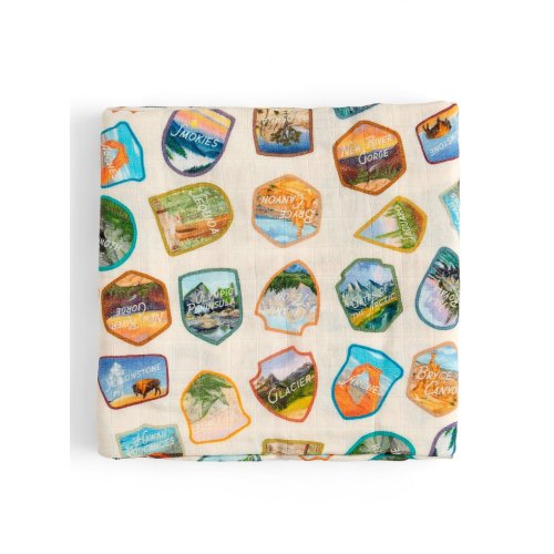 National Park Badges Muslin Baby Swaddle Blanket - 1canoe2