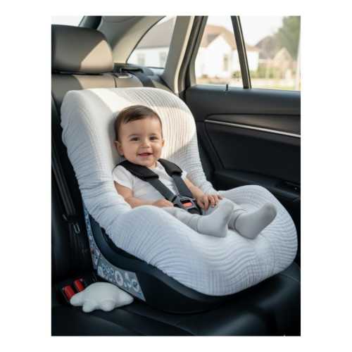 Organic Muslin Baby Car Seat Cover: Breathable Cotton Liner, stroller cover