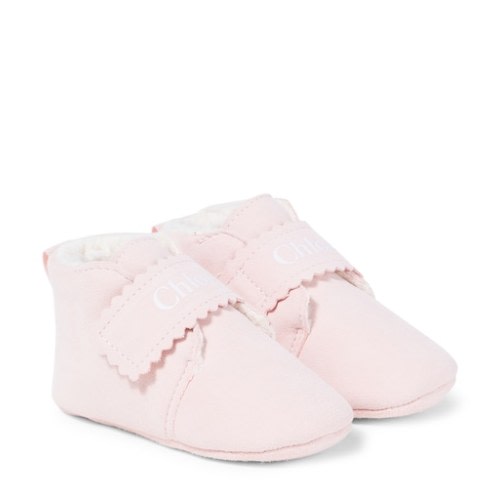 Baby scalloped suede booties