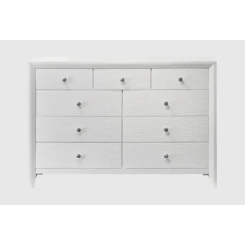 Eva White Wood 38" 9 Drawer Dresser | Mirrored