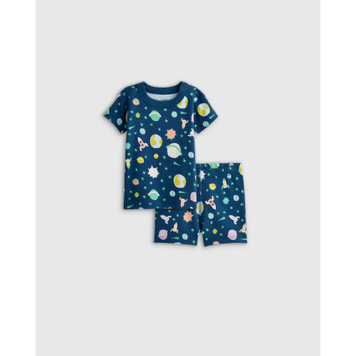 100% Organic Cotton Short Sleeve and Shorts Pajama Set in Milk