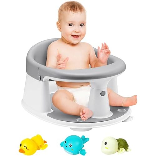 Baby Bath Seat, Infant/Toddler Sit Up Bathtub Seat for 6-12-24 Months, Baby Bath Essentials, Great Shower Gifts for Newborn and New Mothers