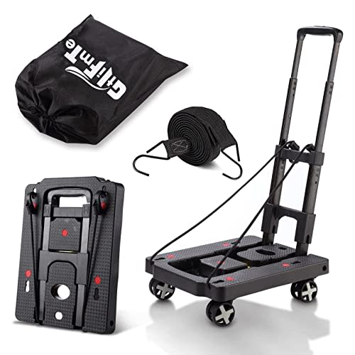 Folding Hand Truck Lightweight Hand Truck Dolly Foldable,Luggage cart with 4 Rotate Wheels, Utility Cart with Adjustable Handle,Collapsible Dolly for Moving