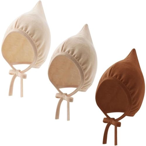 Newborn Baby Hospital Hat Soft Cotton Infant Pointed Hat with Adjustable Tie Cute Beanie Cap for Baby Boys Girls