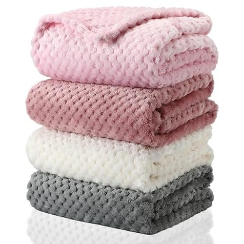 Frienda 4 Pcs Baby Fuzzy Blanket Fluffy Baby Blanket for Boys Girls Soft Warm Infant Newborn Toddler Receiving Nursery Bed Supplies, 32 x 24 Inch(Lovely Color)