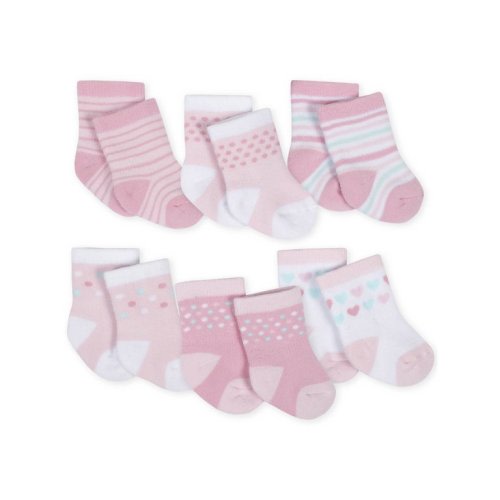 Gerber Baby Girls Jersey Crew Wiggle Proof Socks, 6-Pack