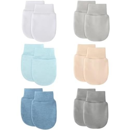 BQUBO 6 Pairs Newborn Baby Boys Girls Mittens 0-6 Months Unisex-Baby Infant Mittens Elastic No Scratch Wrist Gloves