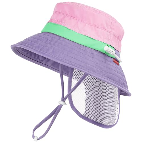 HECCEI Baby Sun Hat with Neck Flap, Windproof, Sunscreen, Warm, UPF 50+ DryShade SkyCandy Outdoor Beach Hat for 0-24 Months