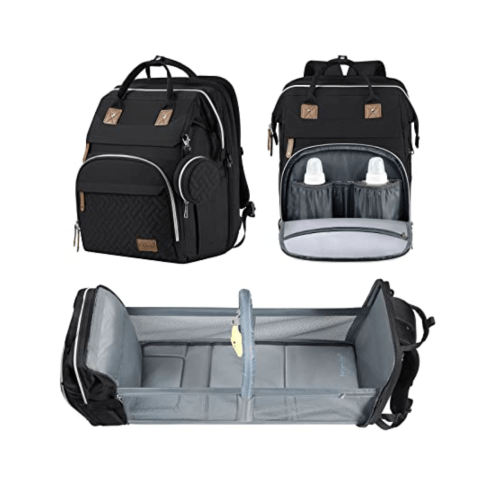DERJUNSTAR Diaper Backpack with Changing Station Black