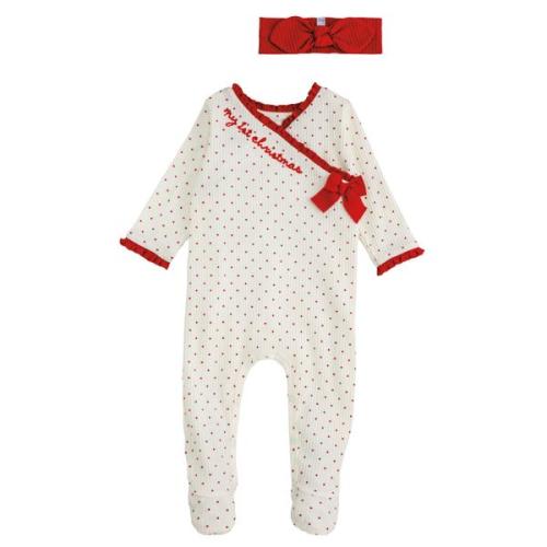 My 1st Christmas Baby Sleeper with Velvet Accents | Mud Pie 0-3M