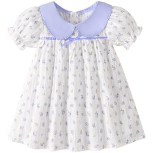 Kucnuzki Baby Girl Clothes Cute Spring Summer Sun Dresses Toddler Casual Puff Sleeve Floral Dress Girls Summer Outfits