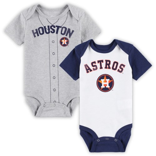 Infant Houston Astros White/Heather Gray Two-Pack Little Slugger Bodysuit Set