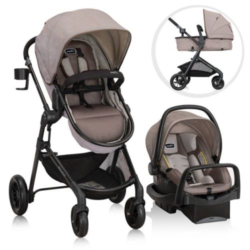 Evenflo Pivot Modular Travel System with SafeMax Infant Car Seat with Anti-Rebound Bar - Casual Gray