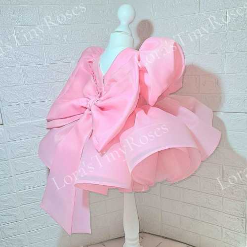 1st Birthday pink dress, Baby Girl Birthday dress, Toddler pink puffy dress, Flower Girl dress, Pink tulle baby dress, Baby Photoshoot dress