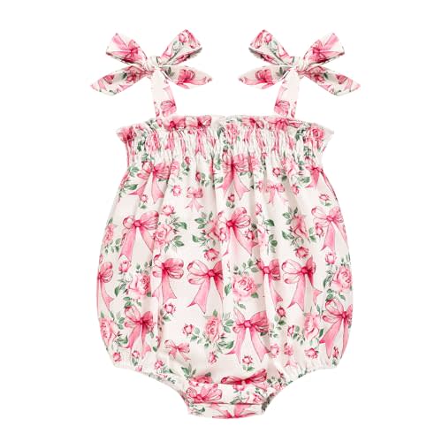 ZOELNIC Baby Girl Summer Clothes Newborn Girl Outfits Cute Strap Baby Girl Romper Jumpsuit Infant Floral One Piece Bodysuit