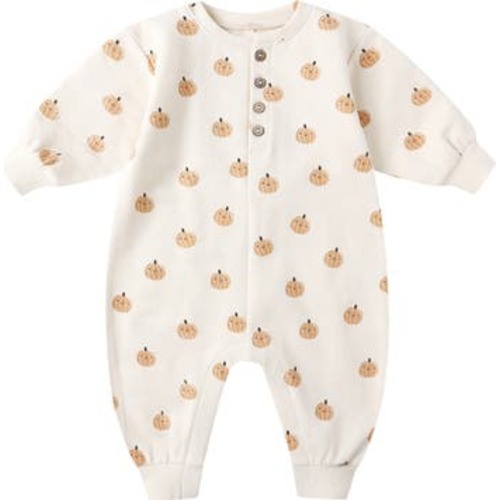 Pumpkin Print Fleece Romper, 3-6M