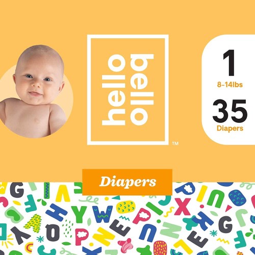 Hello Bello Diapers, Size 1, 35 Count, Alphabet Soup Design