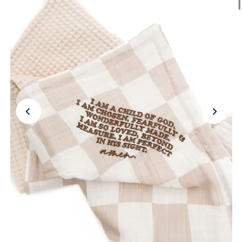 I am a Child of God Checker Waffle Blanket – OUR HOUSE ABOVE