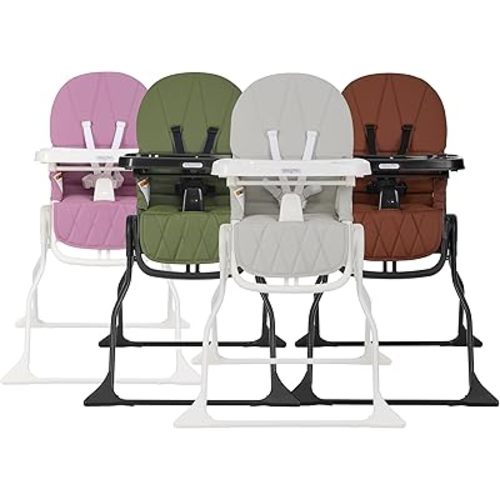 Dream On Me Snack and Stow Baby high Chair in Cognac, Easy to fold and Store Travel high Chair, Removable and Three Position Adjustable Tray Portable high Chair