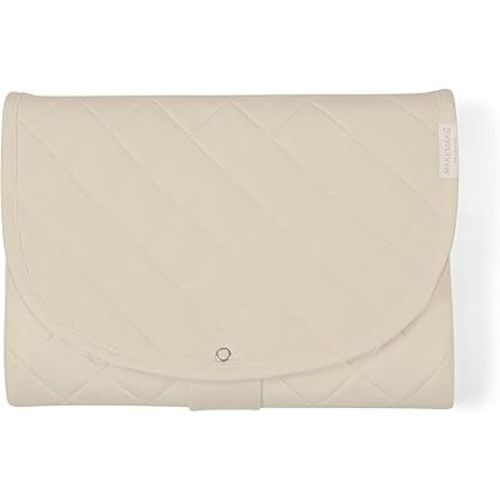 Makemake Organics Organic Portable Changing Pad GOTS Certified Organic Cotton Fill Portable Diaper Changing Mat Diaper Clutch Changing Station Kit Compact Travel Pad (33"x34", Solid Oat)