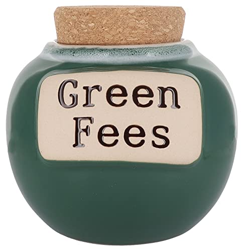 Cottage Creek Greens Fees Ceramic Piggy Bank for Adults - Green Kiln-Fired Money Bank with Cork Lid - 6" Tall Savings Jar for Golfers - Funny Golf Themed Gifts for Men & Women, Dad, & Golf Lovers