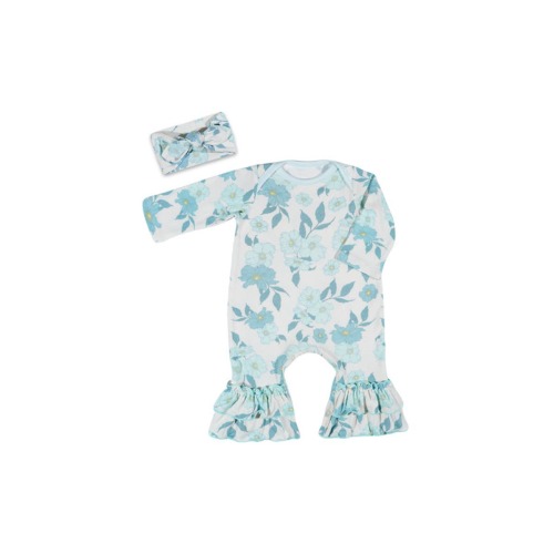 Ruffle Romper & Head Wrap Set, 0-3M