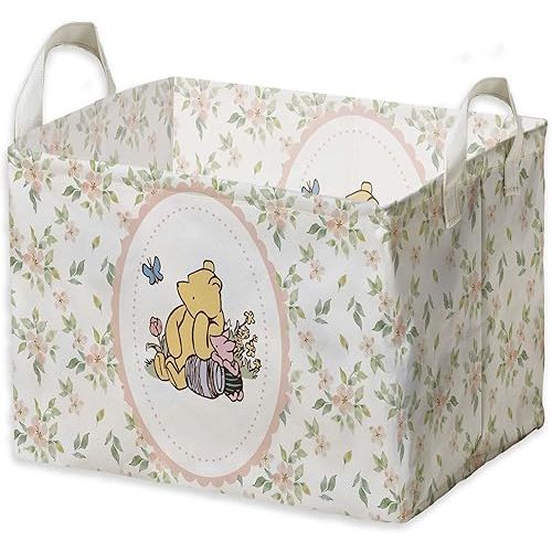 Winnie Nursery Storage Basket With A Waterproof PE Coating,The Pooh Nursery Baby Stuff Storage Baskets Suitable For Bathroom and Bedroom, Foldable Large Canvas Laundry Hamper