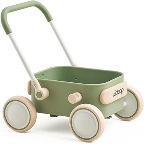 PULA Baby Push Walker with Wheels Toddler Wagon for First Learner Baby Toys 6-12 Months, 1 Year Old Birthday Gifts, Indoors and Outdoors (Green)