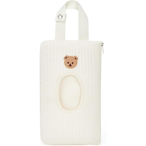Quilted Baby Wipe Holder Floral Wipe Pouch Portable Hanging Wet Wipes Bag for Stroller, Travel