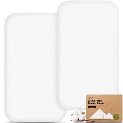 KeaBabies Organic Bassinet Sheet for Boys, Girls, 2-Pack Soothe Bassinet Sheets for Baby Delight Dreamer Bedside Sleeper, Rectangle 32x21 (Soft White)
