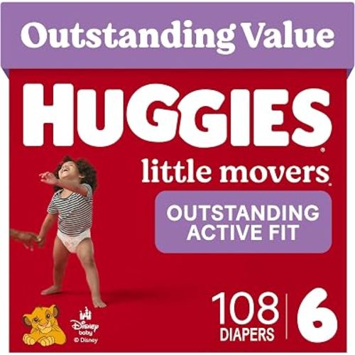 Huggies Little Movers Diapers Size 6, 108 Count (2 Packs of 54)