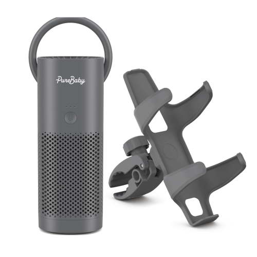 Pure Enrichment PureBaby On-the-Go Air Purifier - Portable Stroller Air Purifier & Adjustable Clamp for Car Seat, Crib, Bassinet & Playpen - True HEPA Filter Removes 99.97% of Allergens Around Baby
