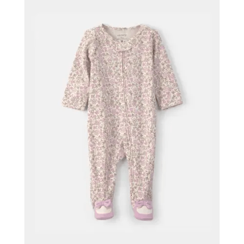 Baby Girl Floral 2-Way Zip Snug Fit Sleep & Play Pajamas - Pink/Ivory | Carter's