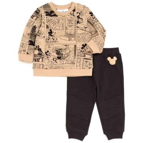Disney Mickey Mouse Baby Boys' Allover Print Pullover and Joggers Outfit Charcoal 6-9 Months