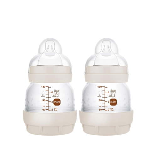 MAM Easy Start Anti-Colic Baby Bottles, Extra Slow Flow, Breastfeeding-Like Silicone Nipple Bottle, Reduces Colic, Gas, & Reflux, Easy-to-Clean, BPA-Free, Vented Baby Bottles for Newborns, 0-3 Months