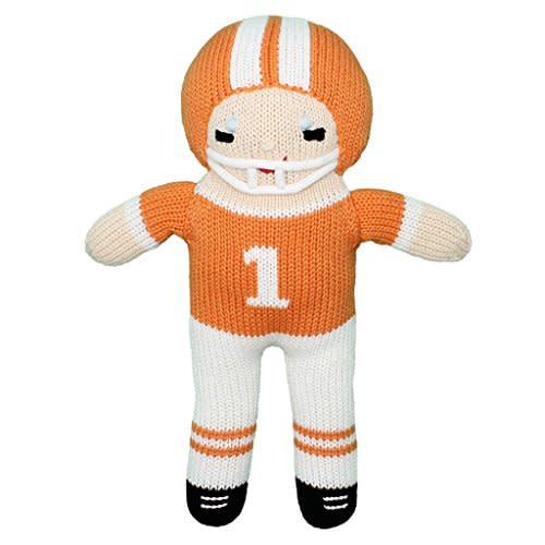 Zubels Baby Hand-Knit Football Player Plush Toy - Orange & White
