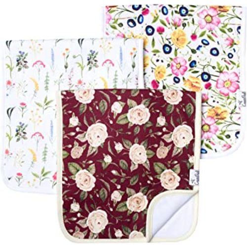 Copper Pearl Baby Burp Cloth Large 21''x10'' Size Premium Absorbent Triple Layer 3-Pack Gift Set “Scarlet