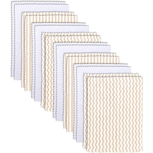 16 Pack Super Soft Baby Burp Cloths, Baby Washcloths, Ultra Absorbent Large Newborn Burping Cloth for Boy and Girl, Milk Spit Up Rags, Unisex for Baby Sensitive Skin, Brown and White, 16 × 12 Inch