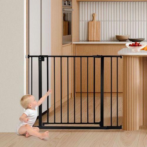 GOTGELIF Lightweight Baby Safety Gate 29.5" to 40.5" Wide - Auto Close - Easy Install - Pet Barrier - Black