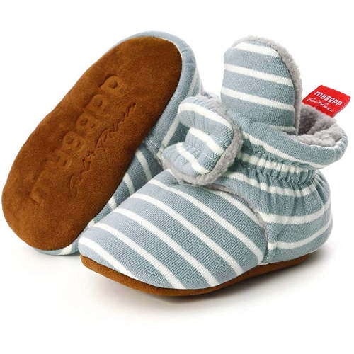 Unisex Newborn Baby Cotton Booties Non-Slip Sole for Toddler Boys Girls Infant Winter Warm Fleece Cozy Socks Shoes